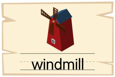 Wordcard tasarım kelime yel değirmeni için