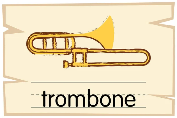 Wordcard template for trombone — Stock Vector