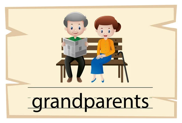 Wordcard-Vorlage für Wort-Großeltern — Stockvektor