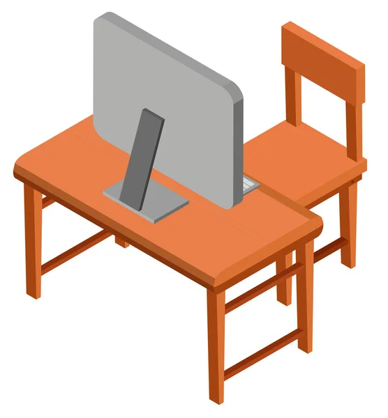Design 3D para mesa com computador no topo — Vetor de Stock