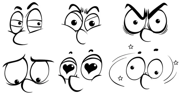 Diferentes expresiones faciales humanas — Archivo Imágenes Vectoriales