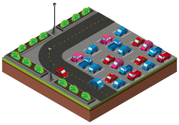 Design 3D para estacionamento ao virar da esquina — Vetor de Stock