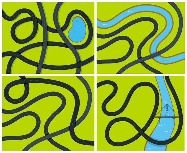 Diferente patrón de camino en hierba verde — Archivo Imágenes Vectoriales