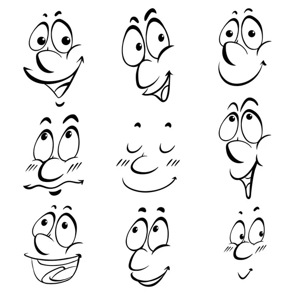 Ekspresi wajah berbeda dari manusia - Stok Vektor