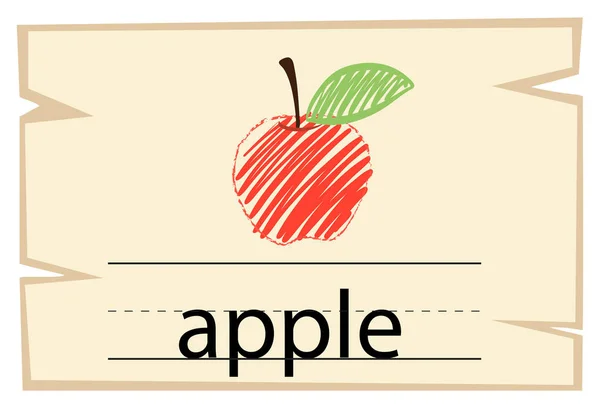Plantilla de Wordcard con palabra manzana — Vector de stock