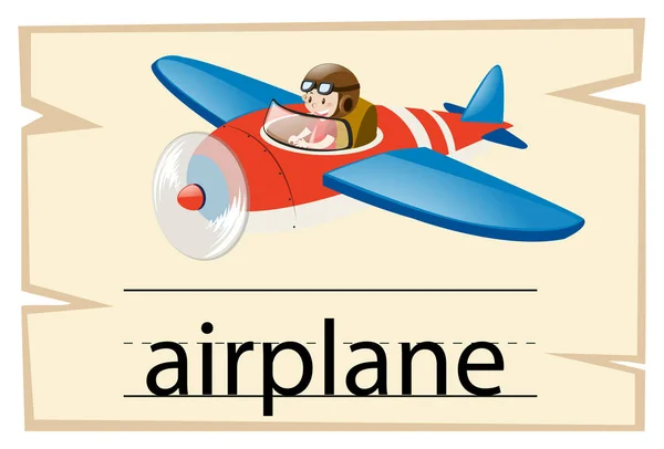 Wordcard шаблон для слова самолет — стоковый вектор