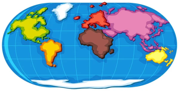 Atlas mondial avec sept continents — Image vectorielle