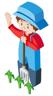 çiftçi ve bitkileri için 3D tasarım