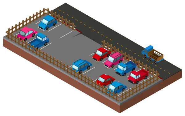 Conception 3D pour le parking par la route — Image vectorielle
