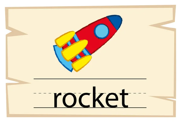 Flashcard design for word rocket — Stock Vector