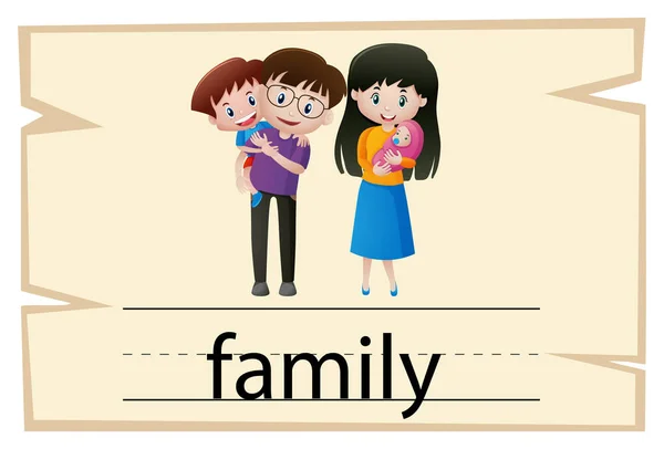 Diseño de Wordcard para la familia de palabras — Archivo Imágenes Vectoriales