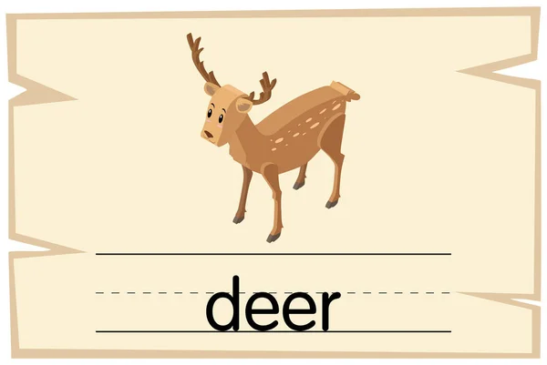 Modèle de carte à mot pour les cerfs — Image vectorielle