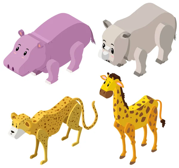 Conception 3D pour différents types d'animaux — Image vectorielle