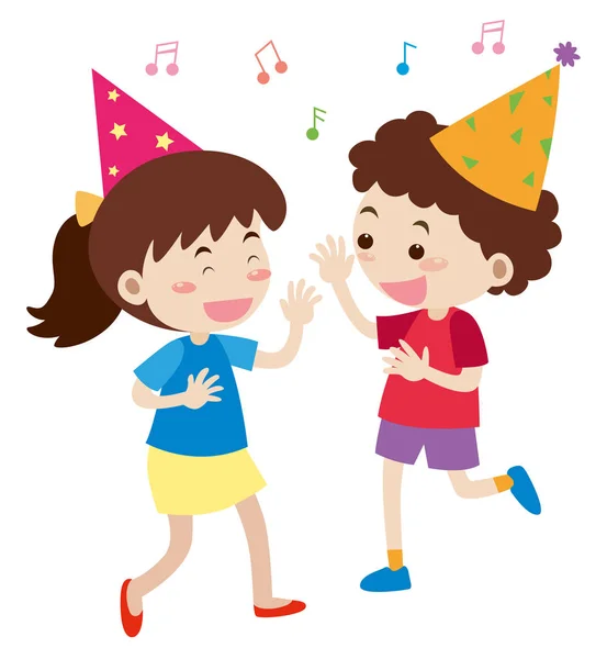 Boy and girl singing at party — Stock Vector