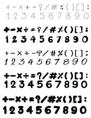 Yazı tipi tasarım numaraları ve matematik işaretleri