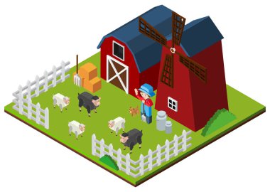 gruptaki çiftlik hayvanları için 3D tasarım