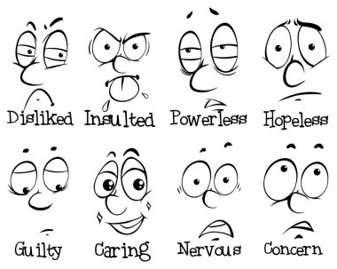 Human expressions and words clipart