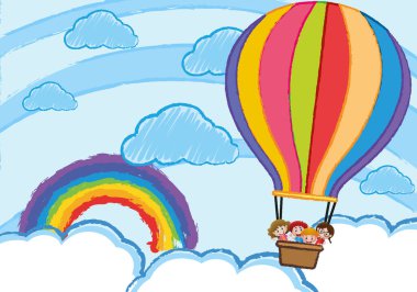 Çocuk balon gökyüzünde sürme