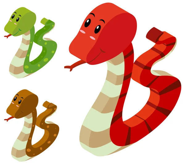 Diseño 3D para tres serpientes — Vector de stock