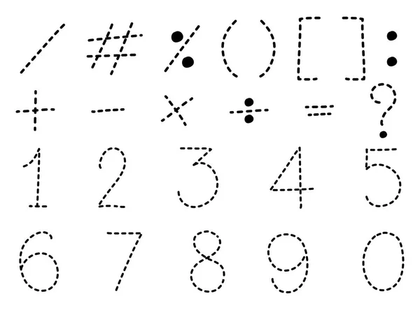 Número uno a cero y signos matemáticos — Vector de stock