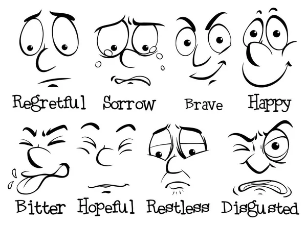 Menschliches Gesicht mit anderen Emotionen — Stockvektor