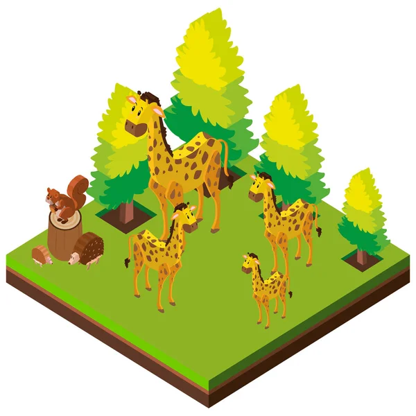 Diseño 3D para jirafas en el zoológico — Vector de stock