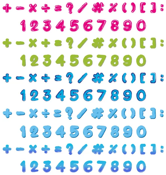 Zahlen und Zeichen in drei Farben — Stockvektor