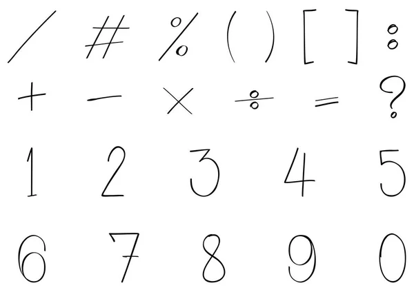 Nombres et signes mathématiques en noir — Image vectorielle