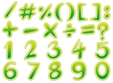 Matematik işaretleri ve numaraları yeşil