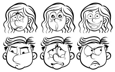 İnsan yüzleri üzerinde altı farklı duygular