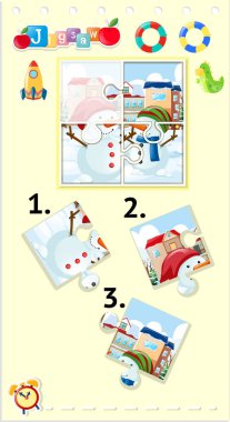 Parçalı bulmaca oyun iki kardan adam ile