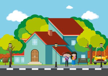 Yolda evde aile ayakta