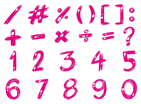 Numbers and signs in pink color — Stock Vector