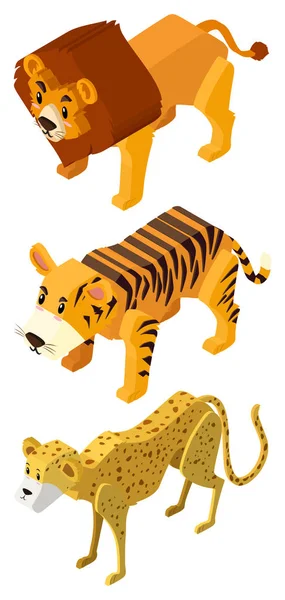 Diseño 3D para leones y tigres — Vector de stock