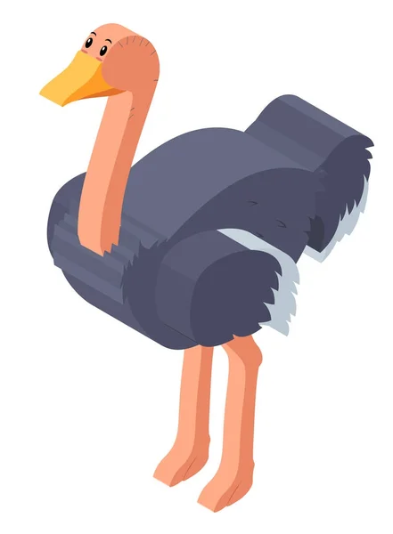 Diseño 3D para ave avestruz — Vector de stock