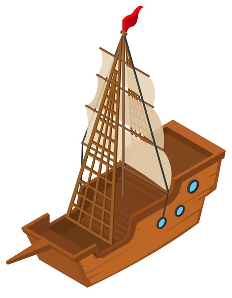 3D design for sailing ship — Stock Vector