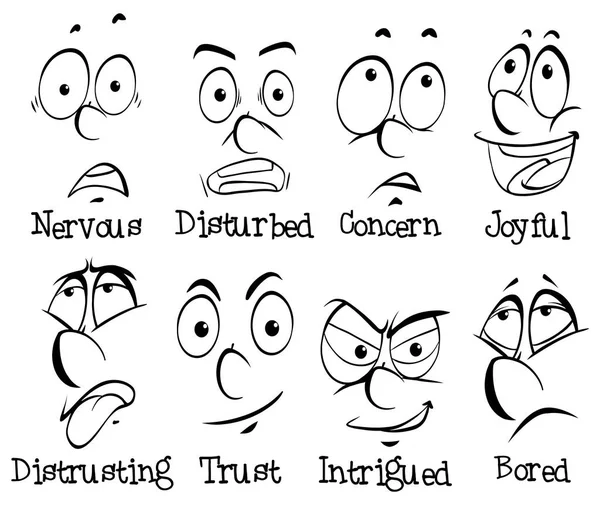 Different facial expressions of human — Stock Vector