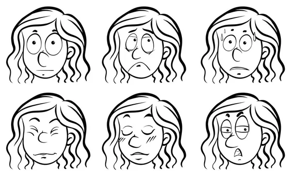 Женское лицо с разными эмоциями — стоковый вектор