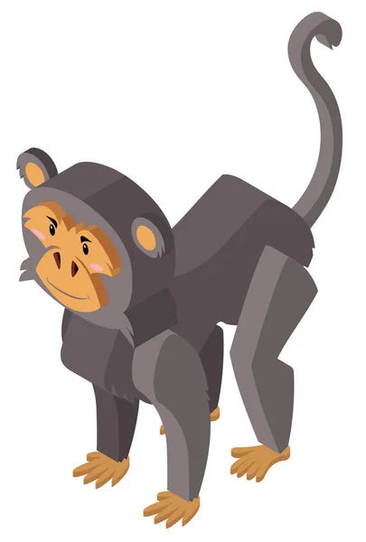 Design 3D para macaco com pele cinza — Vetor de Stock