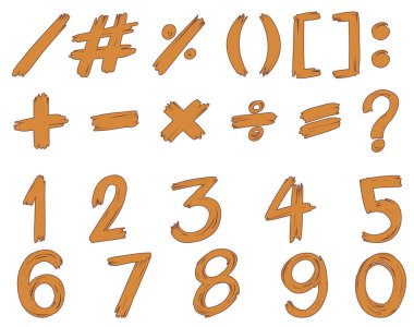 Sayı ve işaretler kahverengi için yazı tipi tasarım