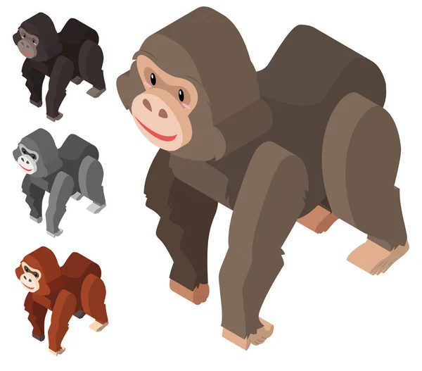 Diseño 3D para gorila — Archivo Imágenes Vectoriales