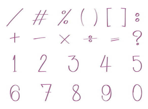 Numéro un à neuf et signes différents — Image vectorielle