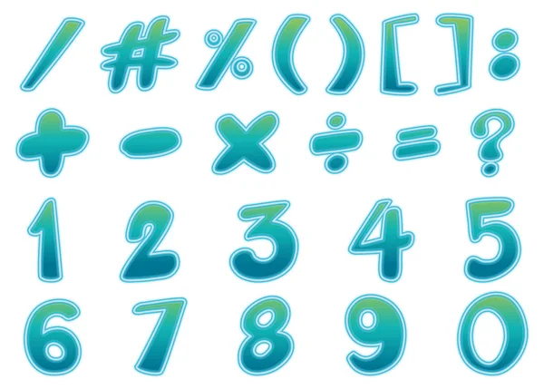 Numbers and math signs in blue — Stock Vector