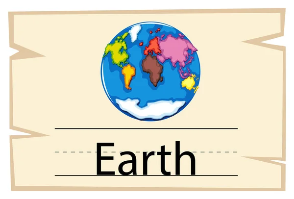 Wordcard πρότυπο για τη λέξη γη — Διανυσματικό Αρχείο
