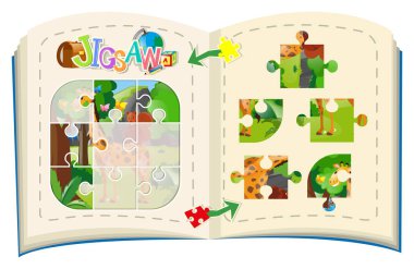Jigsaw puzzle parçaları hayvanların