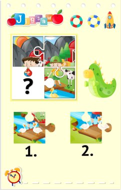 Jigsaw puzzle parçaları gruptaki çocuklar için