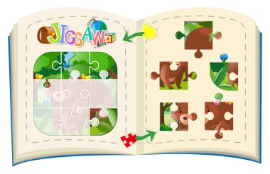 Jigsaw parçaları ormandaki ayı