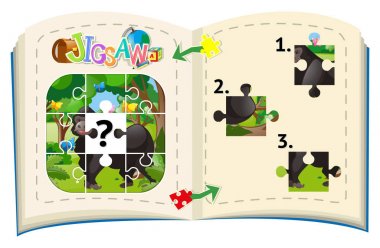 Jigsaw puzzle parçaları goril ormandaki için