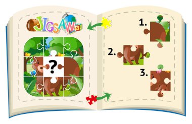 Jigsaw parçaları ormandaki ayı