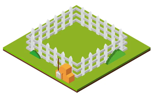 Farma plot na trávníku v 3d designu — Stockový vektor